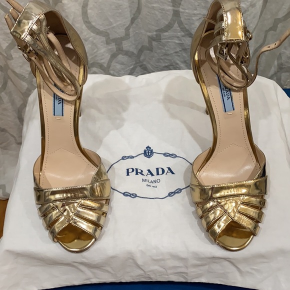 Prada Metallic Gold Sandals - Picture 4 of 11